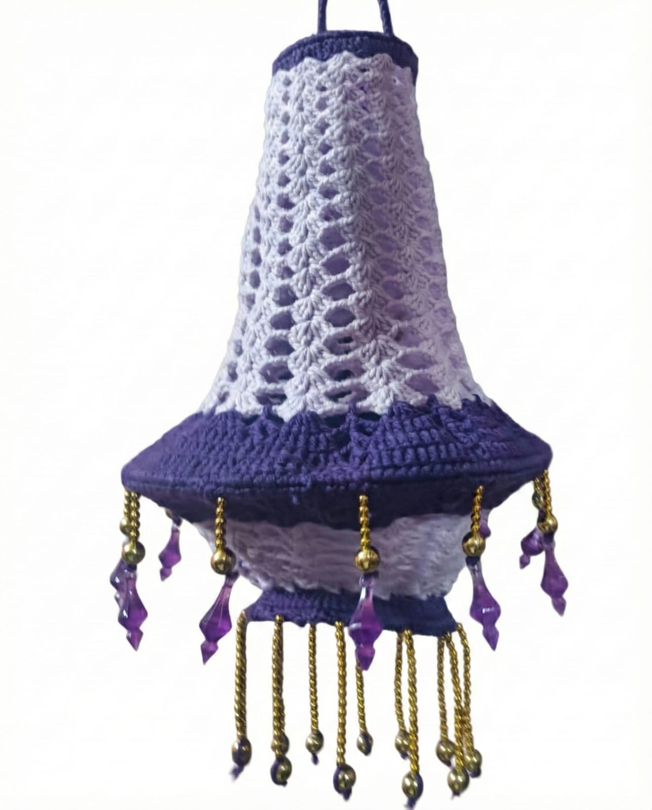 Hanging lamp / lantern (purple & white)